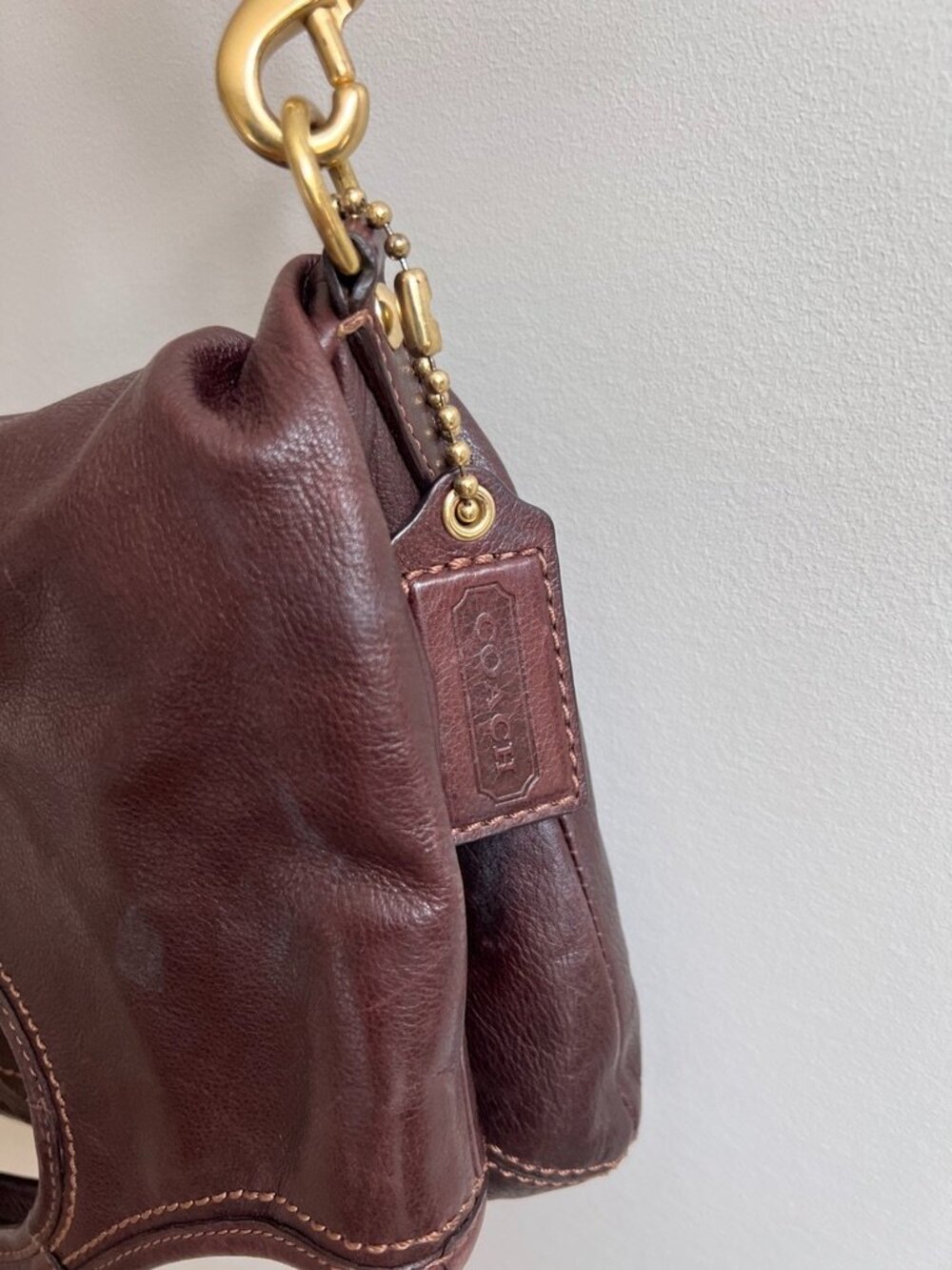 Coach Brown Leather Convertible Shoulder Bag Tote | Pink Lining | Brass Hardware - Picture 2 of 16